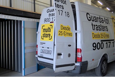 Multi-Store van outside a storage room at depot